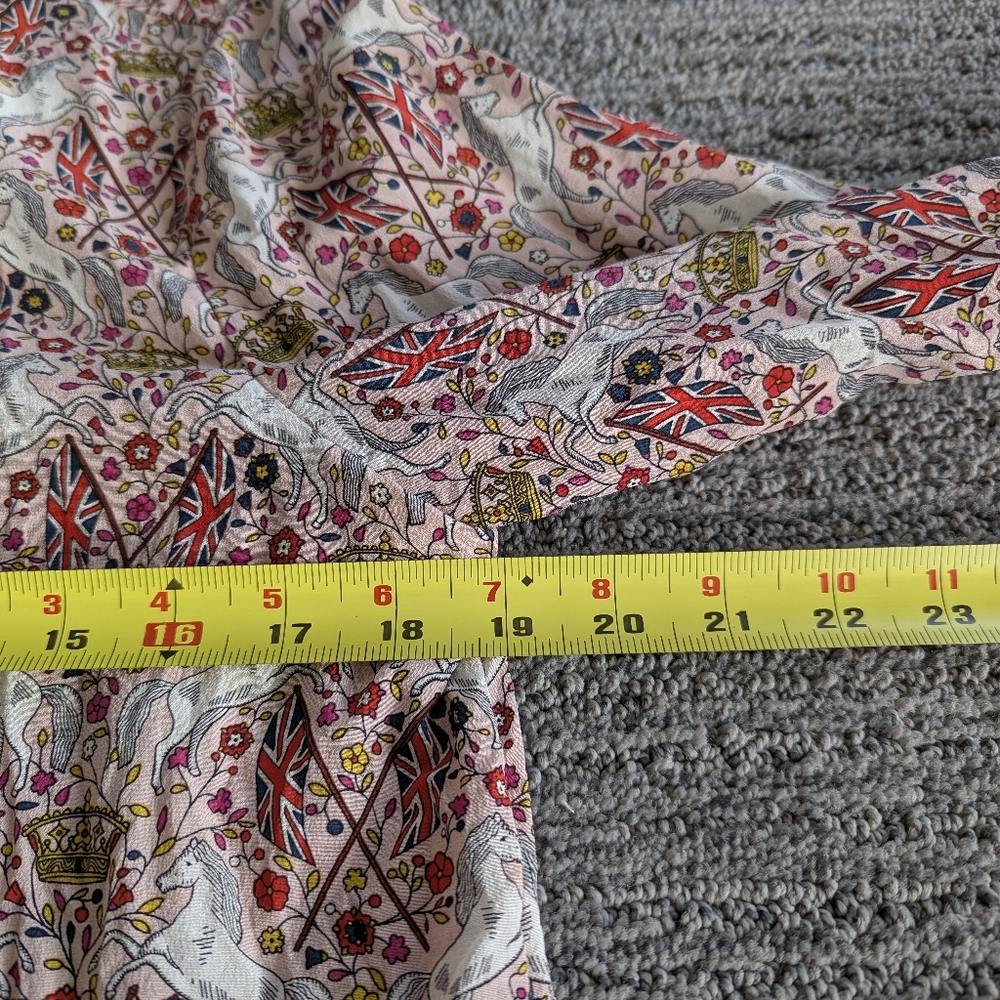 Boden Crown and Country 100% Silk Printed Union Jack Full Button Up Top - Picture 6 of 9